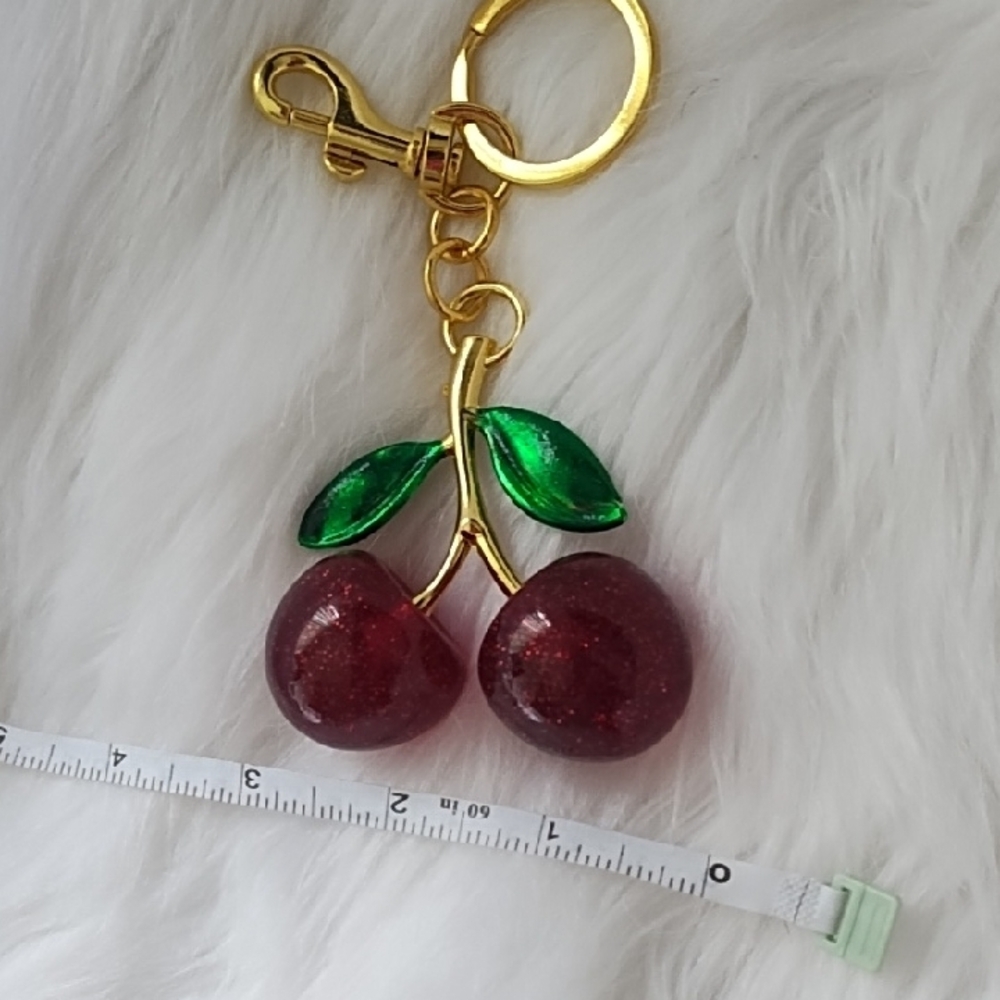 Large Cherry Keychain/Bag Charm with Gold Accents - Picture 2 of 2